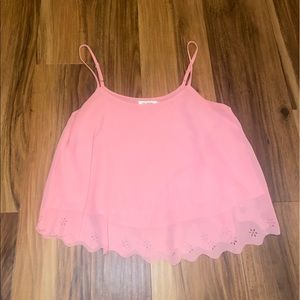 Pink Tank Top with Floral Detail Size Small